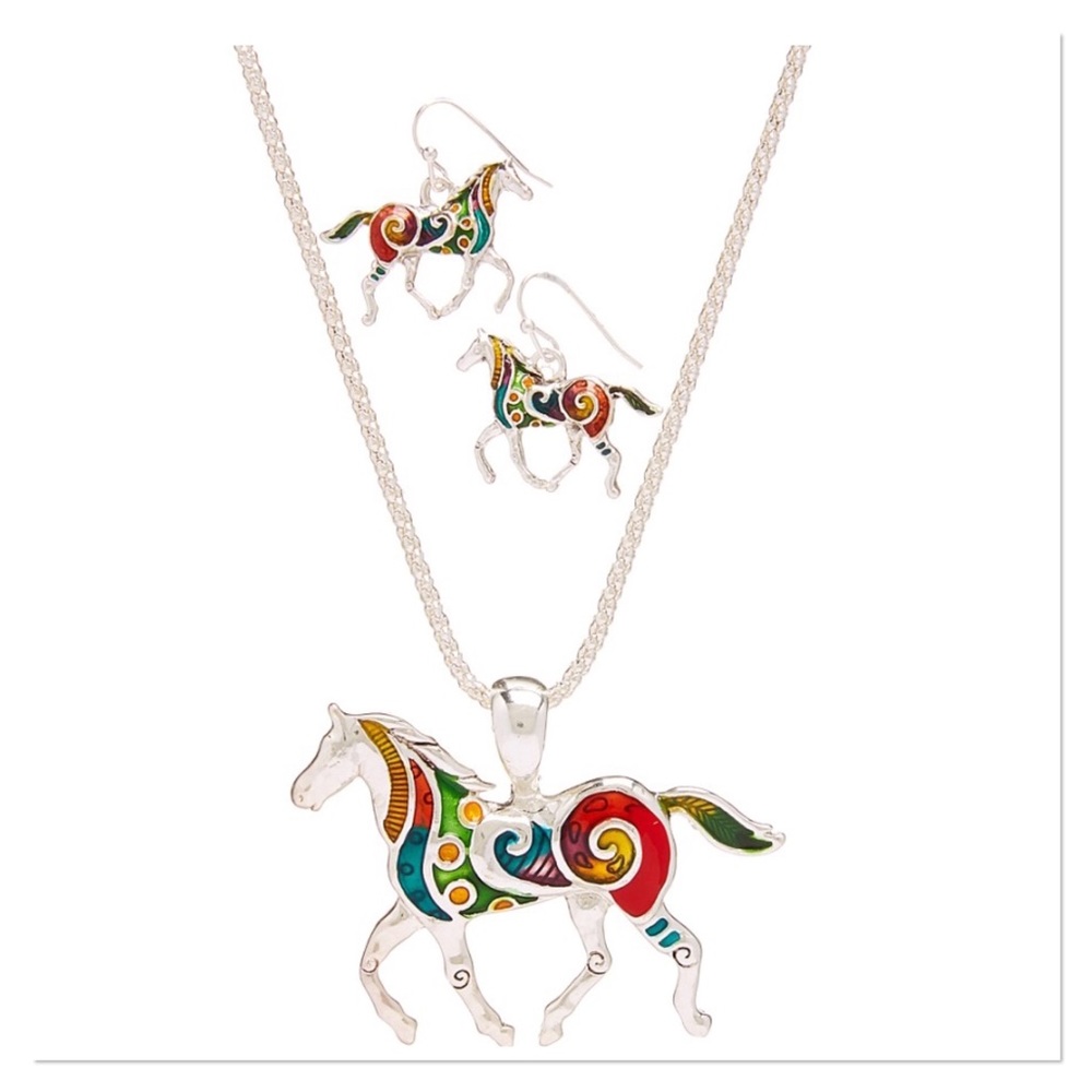 Mosaic Horse Pendant Set
